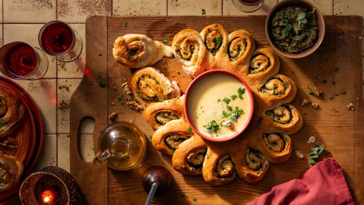 Kerstkrans met emmi fondü dip - 3840x2160px